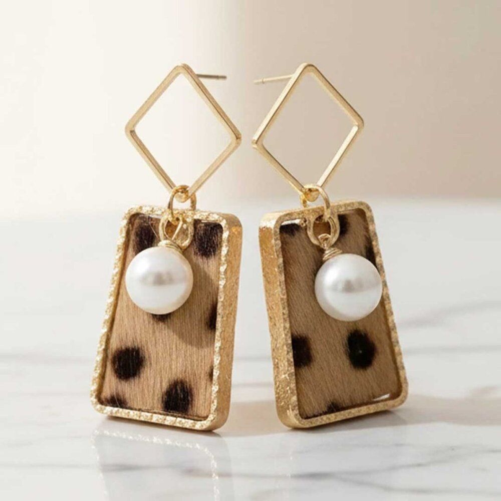 Ladies Leopard Print Earrings Statement Animal Print Accessory 19$